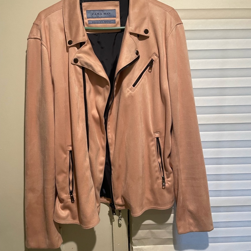 Zara’s men’s pink suede bikers jacket size XL